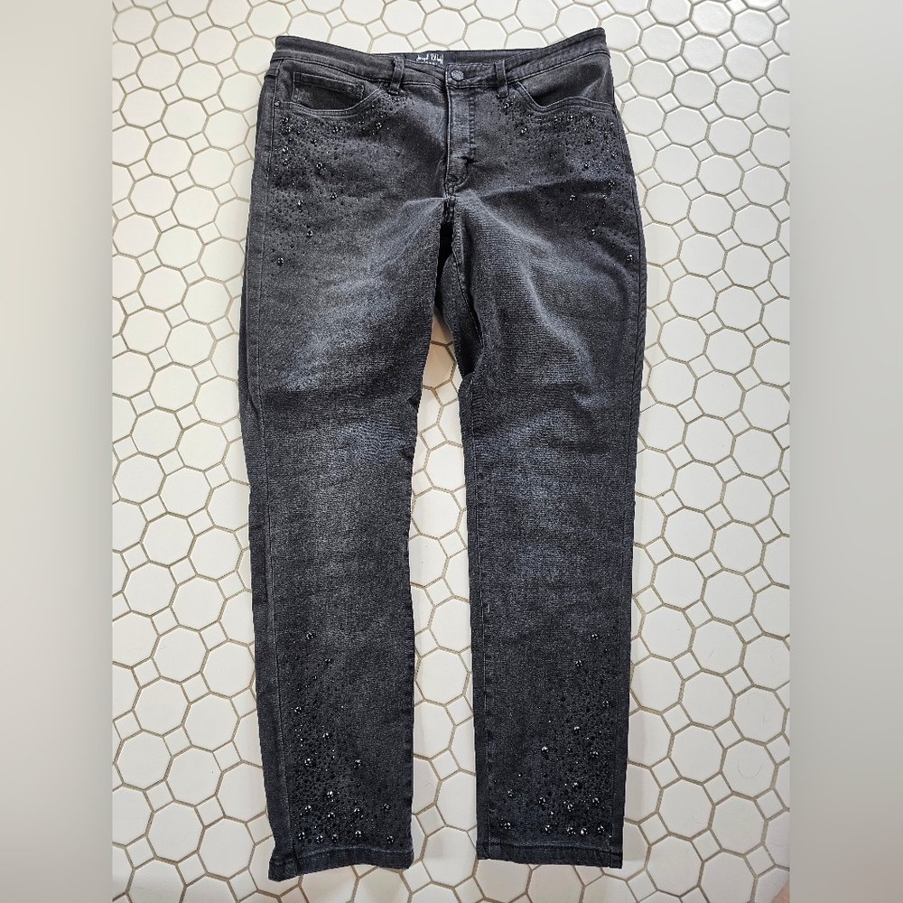 Joseph Ribkoff Charcoal Embellished Skinny Jeans